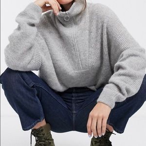 & other stories alpaca and wool sweater half-zip